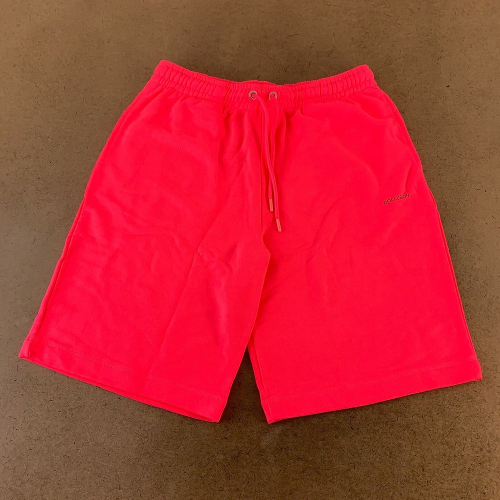 COLLUSION Men's Size Medium Neon Pink Oversized Jersey Drawstring Shorts New